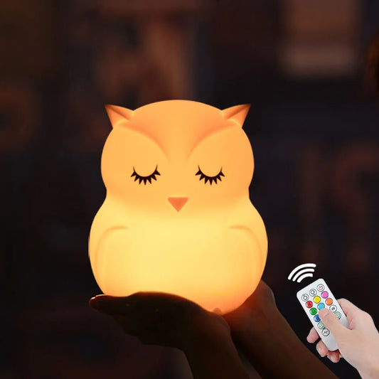Night Owl Glow – Soothing Silicone Night Light with Remote Control & Colour Change