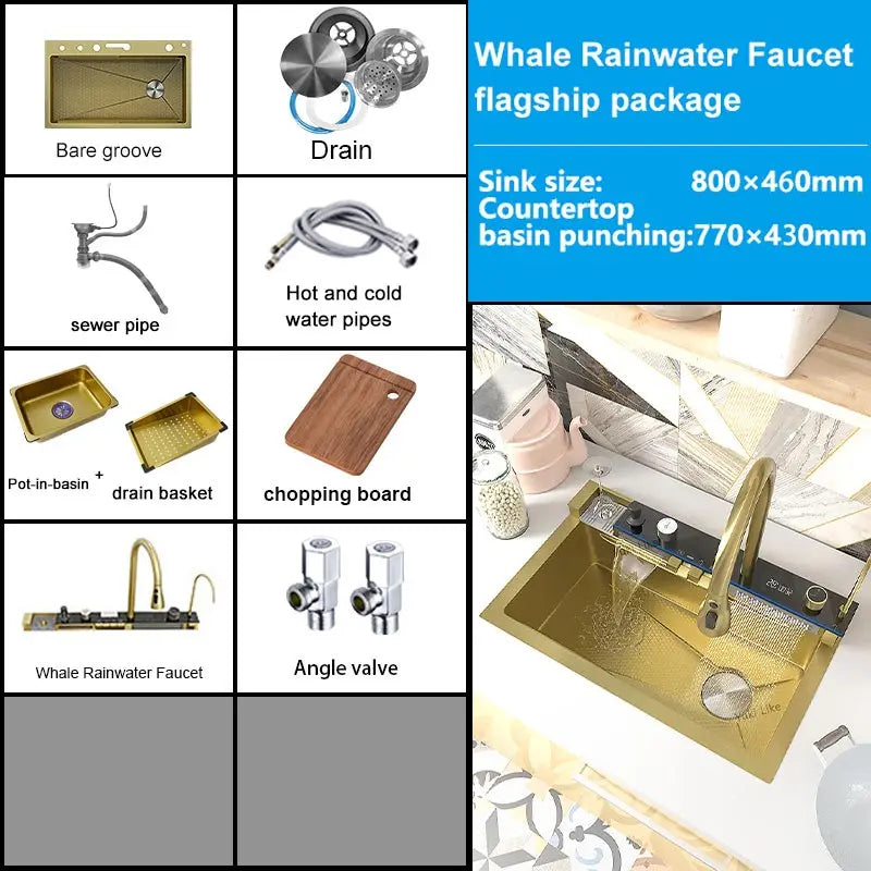 Extra large stainless steel kitchen sink with digital display single slot multi-function dishwashing and glassware washing sink