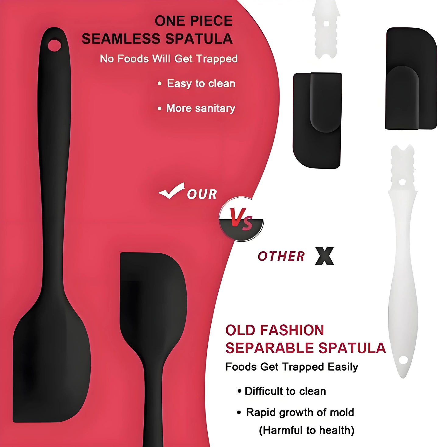 Flexi‑Chef Silicone Spatula Collection 6‑Piece – Grade Non Stick Heat Resistant Spatulas Turner for Cooking Baking Mixing