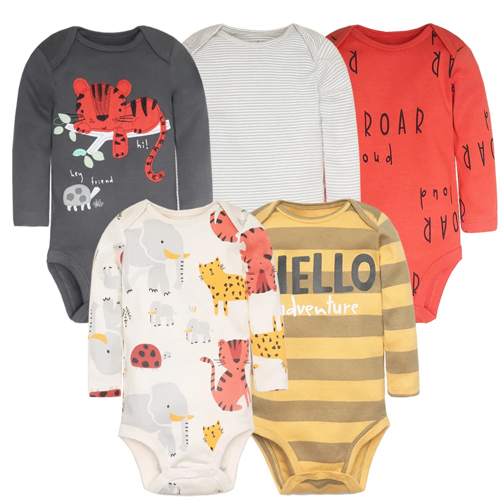 SnuggleTime Favourites – 5-Piece Baby Bodysuit Set (Unisex | Newborn to Toddler)