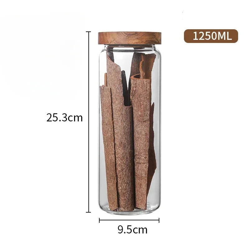 Elegance Meets Function – Glass Airtight Canister with Natural Wood Lid