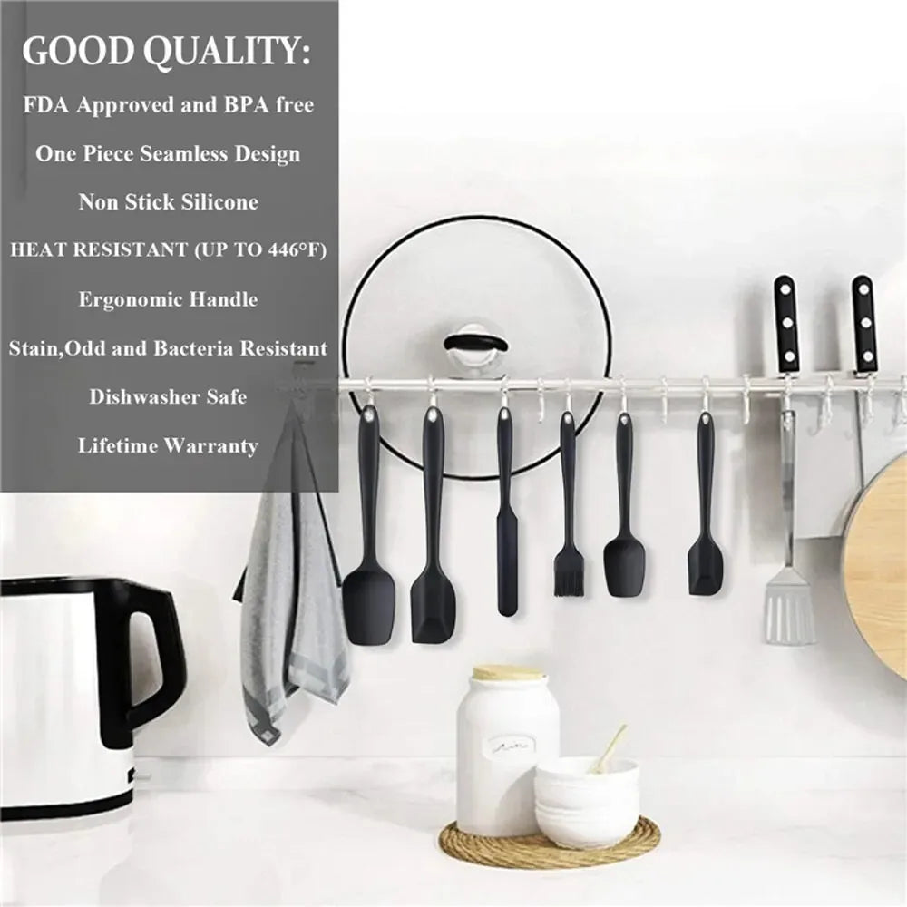 Flexi‑Chef Silicone Spatula Collection 6‑Piece – Grade Non Stick Heat Resistant Spatulas Turner for Cooking Baking Mixing
