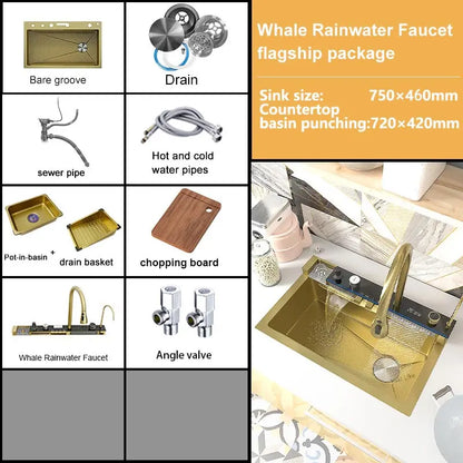 Extra large stainless steel kitchen sink with digital display single slot multi-function dishwashing and glassware washing sink