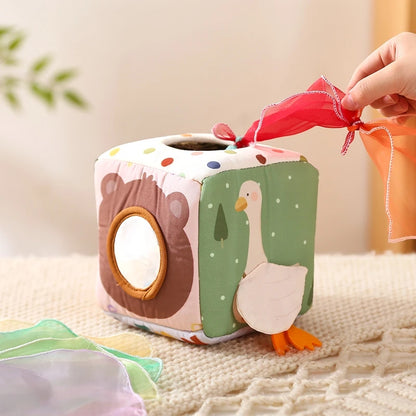 Tissue Time Surprise Box – Soft Play for Bright Little Minds – Baby Montessori Toy Cotton Tissue
