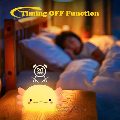 Glow with the Flow – Touch control sleeping lamp – Adorable Axolotl Silicone Night Light for Kids