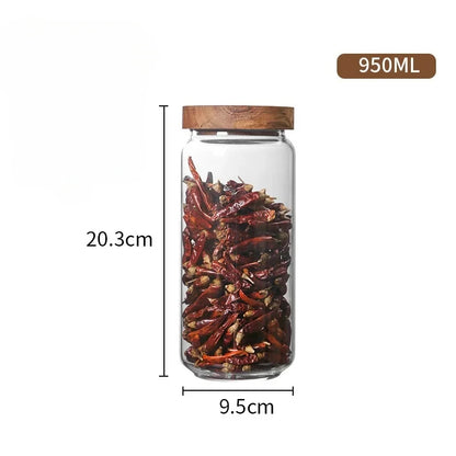 Elegance Meets Function – Glass Airtight Canister with Natural Wood Lid