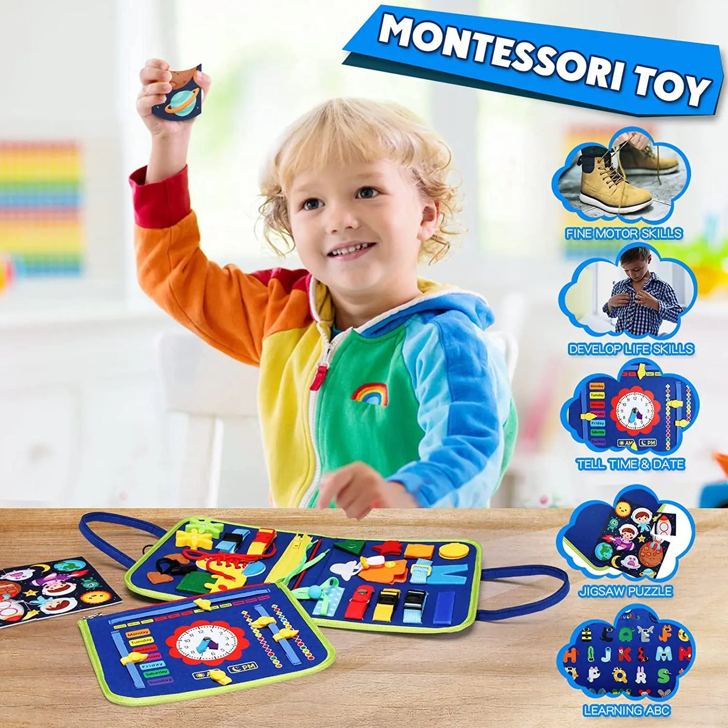 Little Explorer Sensory Busy Board – Unlock Endless Curiosity – Activity Developing Board for Motor Skills