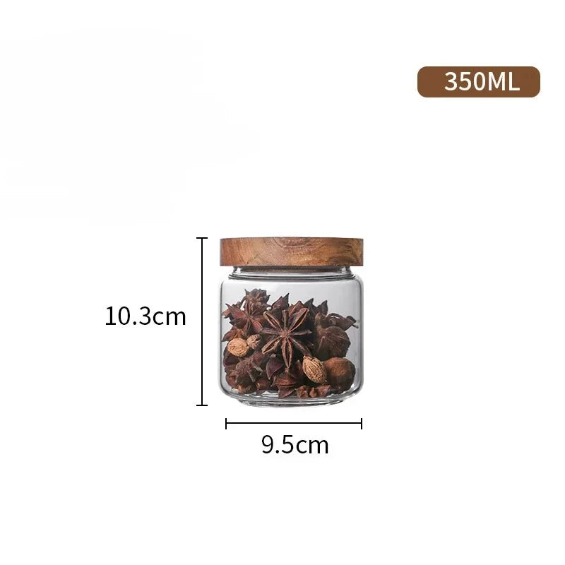 Elegance Meets Function – Glass Airtight Canister with Natural Wood Lid