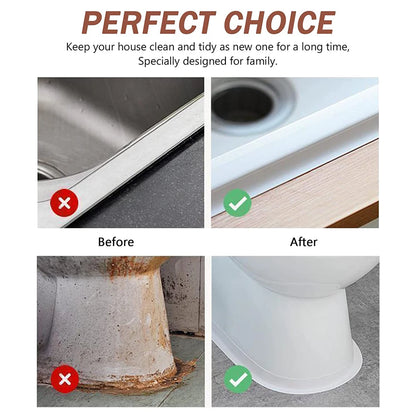 Seal & Shield Waterproof Tape – Clean Edges, Zero Leaks – Oil-Proof Kitchen Sink Caulk Seal Strip PVC Waterproof Shower Wall Sticker for Toilet Corner