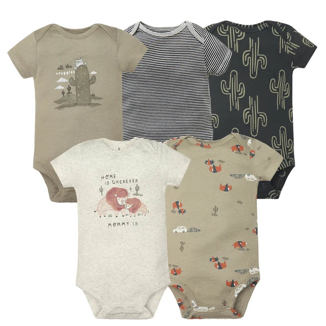 Little Adventures – 5-Piece Cotton Bodysuit Set for Babies (6–24 Months)