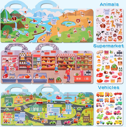 Create, Peel, Repeat! – Kids' Reusable DIY Sticker Book Set (Multi-Theme Bubble Fun)