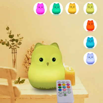 Night Owl Glow – Soothing Silicone Night Light with Remote Control & Colour Change