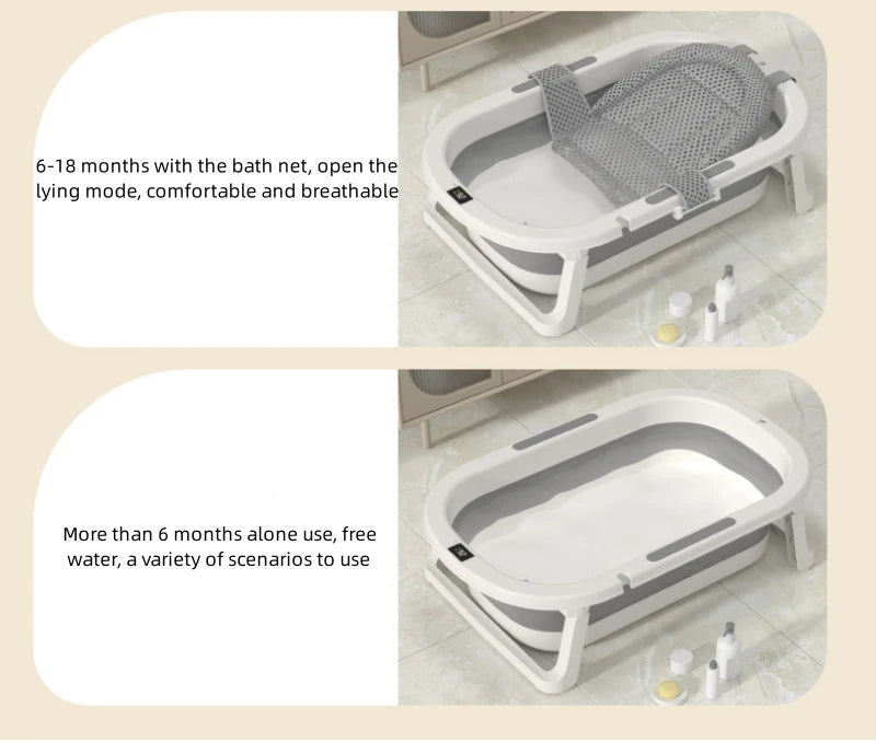 Bath Time Bliss – Foldable Warm Baby Bathtub for Sitting & Lying Toddlers