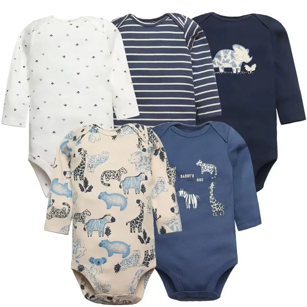 SnuggleTime Favourites – 5-Piece Baby Bodysuit Set (Unisex | Newborn to Toddler)