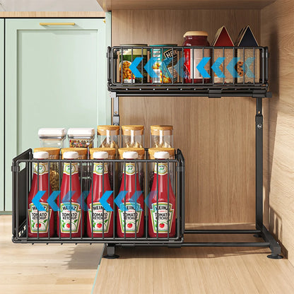 GlideAway 2‑Tier Pull‑Out Organiser – Turn Hidden Cupboards into Handy Drawers