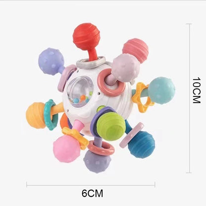 Silicone Teething Toys For Babies 0 12 Months – Sensory Rattle & Teether for Tiny Trailblazers