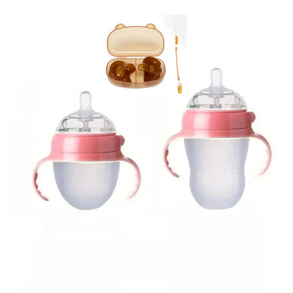 Soothe & Sip – Anti-Choking Silicone Baby Feeding Bottle with Handles – Nipple Bottle for Baby 0-9 Month 150ML/250ML