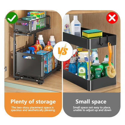 GlideAway 2‑Tier Pull‑Out Organiser – Turn Hidden Cupboards into Handy Drawers