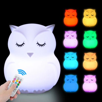 Night Owl Glow – Soothing Silicone Night Light with Remote Control & Colour Change