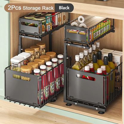 GlideAway 2‑Tier Pull‑Out Organiser – Turn Hidden Cupboards into Handy Drawers