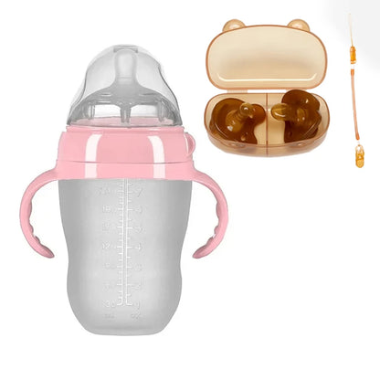 Soothe & Sip – Anti-Choking Silicone Baby Feeding Bottle with Handles – Nipple Bottle for Baby 0-9 Month 150ML/250ML