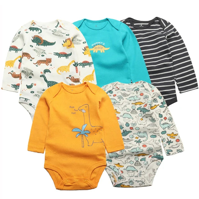 SnuggleTime Favourites – 5-Piece Baby Bodysuit Set (Unisex | Newborn to Toddler)