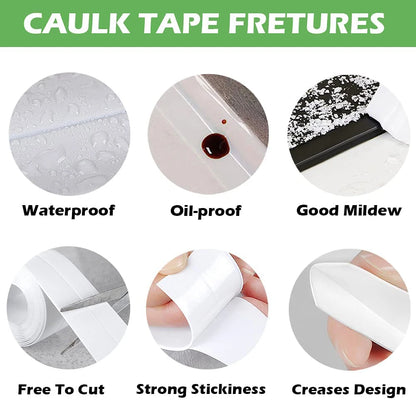 Seal & Shield Waterproof Tape – Clean Edges, Zero Leaks – Oil-Proof Kitchen Sink Caulk Seal Strip PVC Waterproof Shower Wall Sticker for Toilet Corner