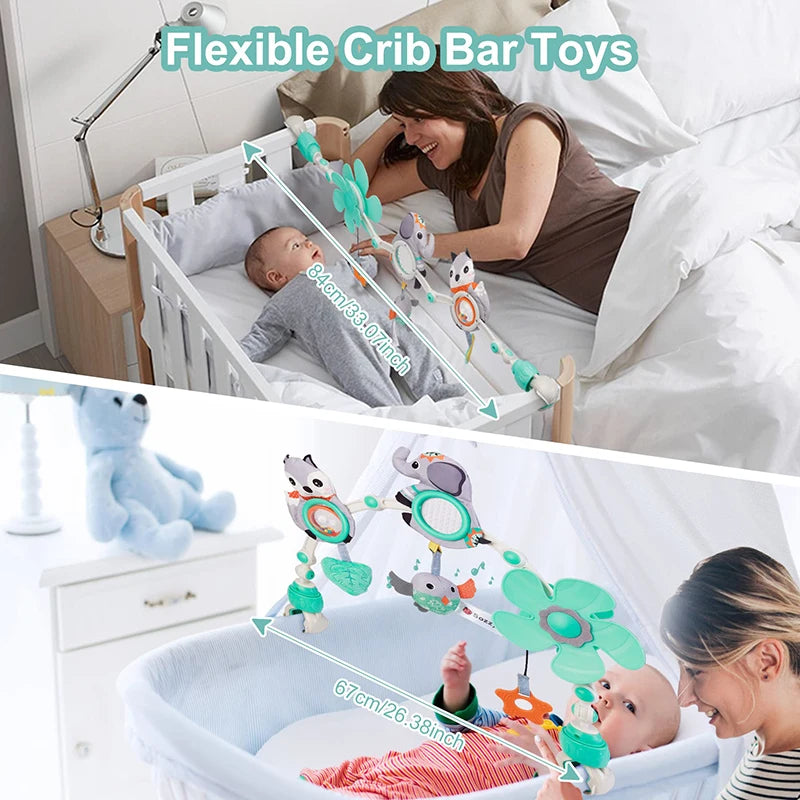 Little Explorer’s Delight – Foldable Musical Stroller Arch Toy for Sensory Play On-the-Go