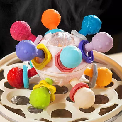 Silicone Teething Toys For Babies 0 12 Months – Sensory Rattle & Teether for Tiny Trailblazers
