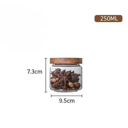 Elegance Meets Function – Glass Airtight Canister with Natural Wood Lid