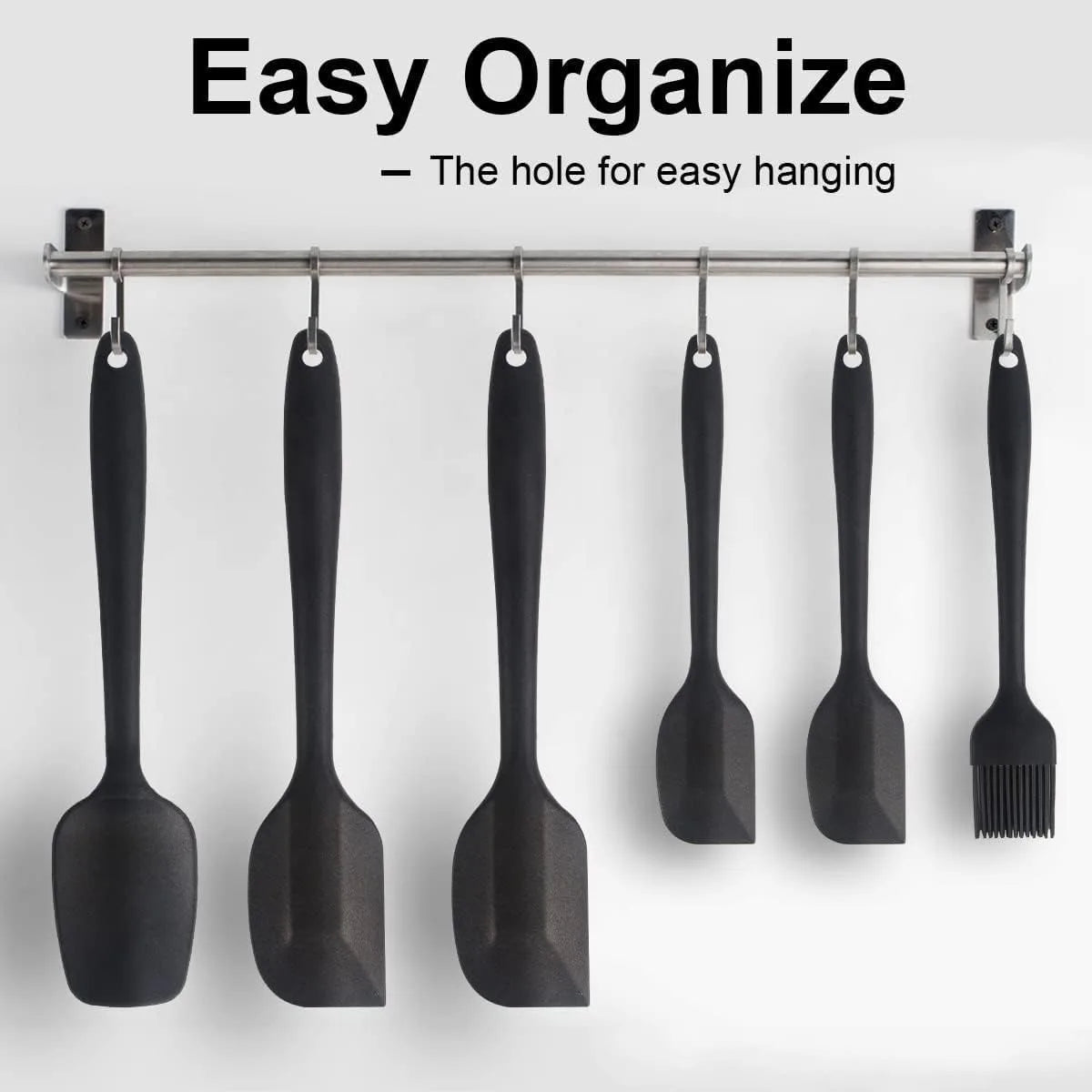 Flexi‑Chef Silicone Spatula Collection 6‑Piece – Grade Non Stick Heat Resistant Spatulas Turner for Cooking Baking Mixing