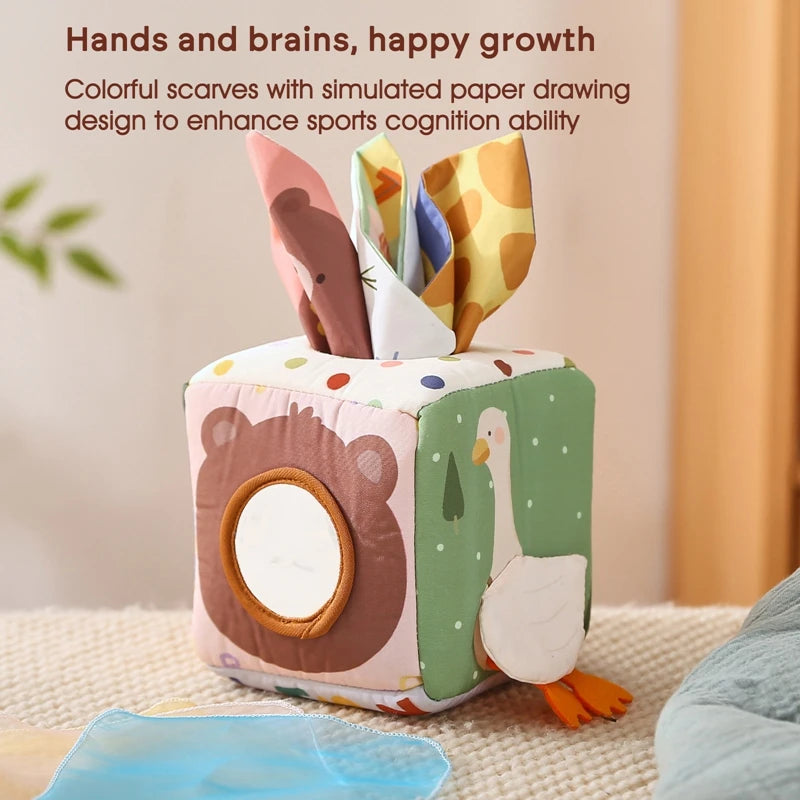 Tissue Time Surprise Box – Soft Play for Bright Little Minds – Baby Montessori Toy Cotton Tissue