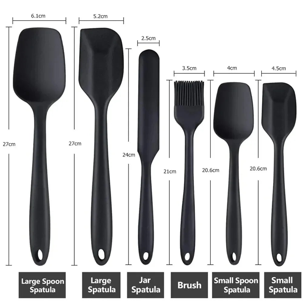 Flexi‑Chef Silicone Spatula Collection 6‑Piece – Grade Non Stick Heat Resistant Spatulas Turner for Cooking Baking Mixing