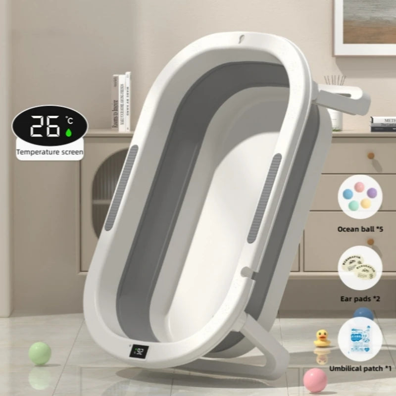 Bath Time Bliss – Foldable Warm Baby Bathtub for Sitting & Lying Toddlers