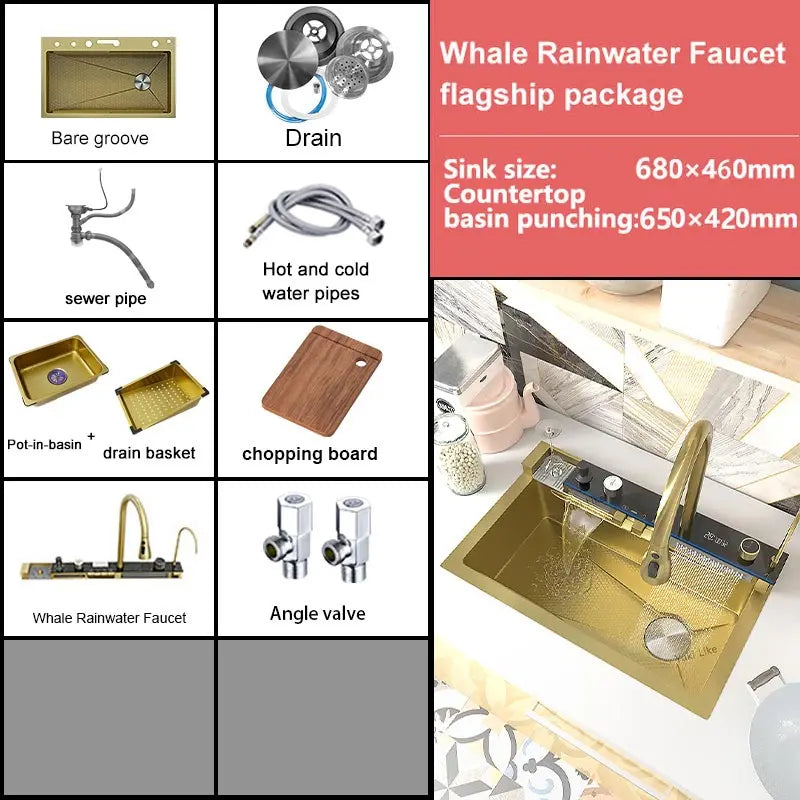 Extra large stainless steel kitchen sink with digital display single slot multi-function dishwashing and glassware washing sink