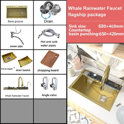 Extra large stainless steel kitchen sink with digital display single slot multi-function dishwashing and glassware washing sink