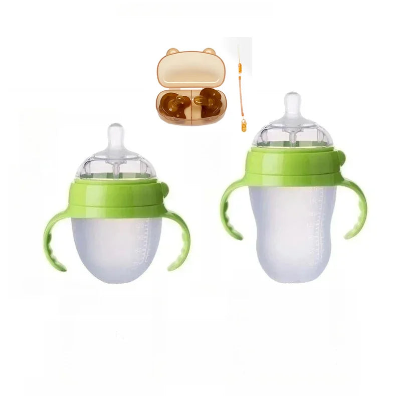 Soothe & Sip – Anti-Choking Silicone Baby Feeding Bottle with Handles – Nipple Bottle for Baby 0-9 Month 150ML/250ML