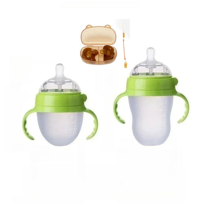 Soothe & Sip – Anti-Choking Silicone Baby Feeding Bottle with Handles – Nipple Bottle for Baby 0-9 Month 150ML/250ML