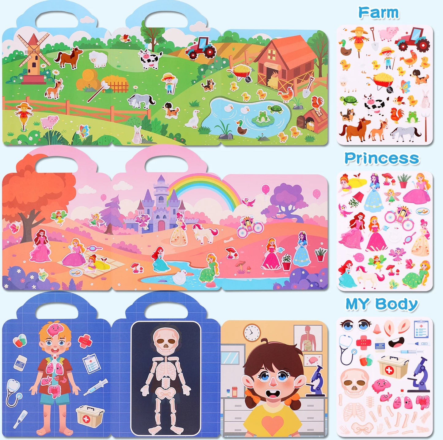 Create, Peel, Repeat! – Kids' Reusable DIY Sticker Book Set (Multi-Theme Bubble Fun)