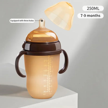 Soothe & Sip – Anti-Choking Silicone Baby Feeding Bottle with Handles – Nipple Bottle for Baby 0-9 Month 150ML/250ML