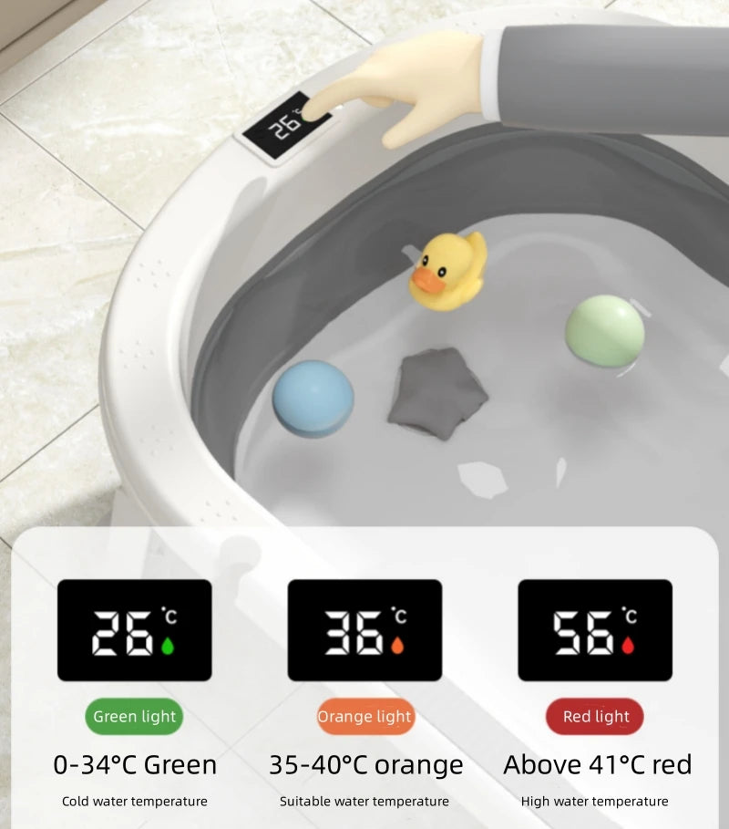 Bath Time Bliss – Foldable Warm Baby Bathtub for Sitting & Lying Toddlers