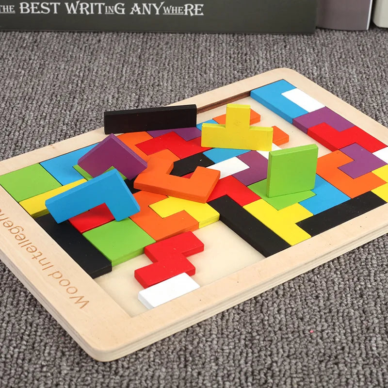 Timeless Tots 3D Wooden Russia Puzzle – Spark Logic and Colourful Fun – Color Shape Game Children Thinking Logic Square Toy Puzzle For Kids
