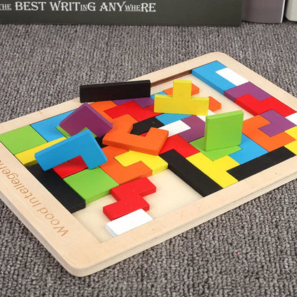 Timeless Tots 3D Wooden Russia Puzzle – Spark Logic and Colourful Fun – Color Shape Game Children Thinking Logic Square Toy Puzzle For Kids