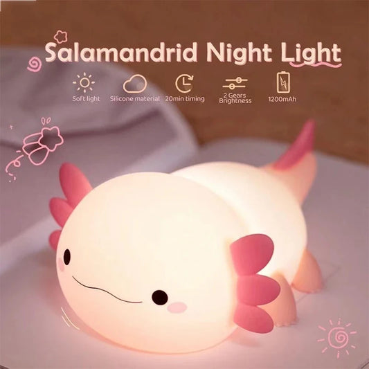Glow with the Flow – Touch control sleeping lamp – Adorable Axolotl Silicone Night Light for Kids