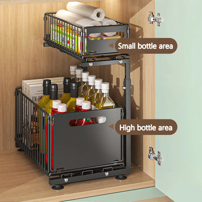 GlideAway 2‑Tier Pull‑Out Organiser – Turn Hidden Cupboards into Handy Drawers