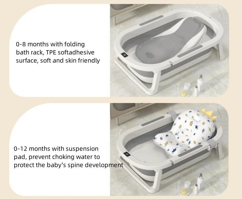 Bath Time Bliss – Foldable Warm Baby Bathtub for Sitting & Lying Toddlers