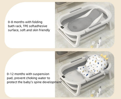 Bath Time Bliss – Foldable Warm Baby Bathtub for Sitting & Lying Toddlers