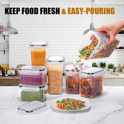 FreshLock Kitchen Storage Set – 7‑Piece Pantry Perfection – BPA Free Plastic Airtight Storage Box With 10stickers and Pen