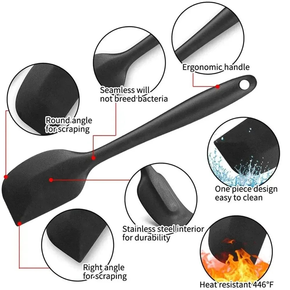 Flexi‑Chef Silicone Spatula Collection 6‑Piece – Grade Non Stick Heat Resistant Spatulas Turner for Cooking Baking Mixing