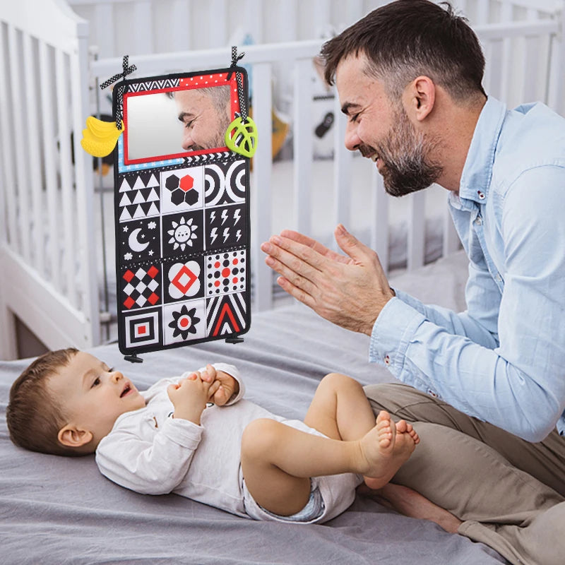 Mirror Magic – Black & White Tummy Time Sensory Toy for Crawling & Development